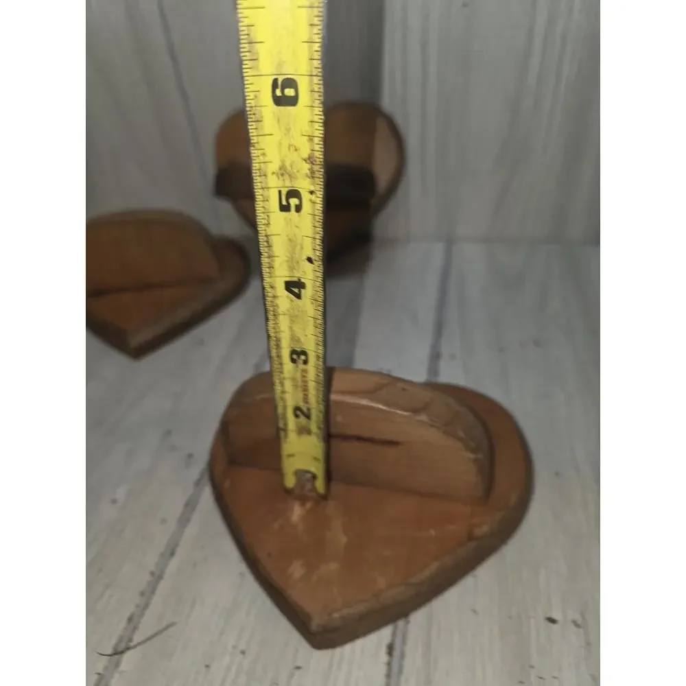 Vtg Wood Hand Made Heart Shaped Shelf Wall Decor Set Of 3 Cottagecore Heritage